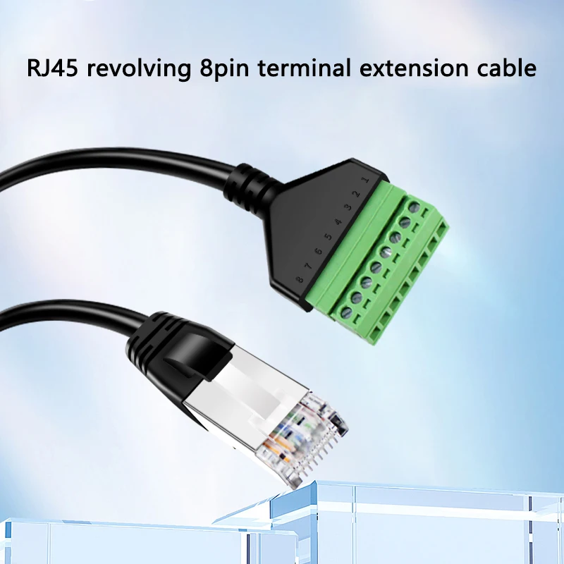 RJ45 Male to 8 Pin Screw Terminal Block Adapter Cable, 8P Ethernet Network Connector Wire for DVR Surveillance System