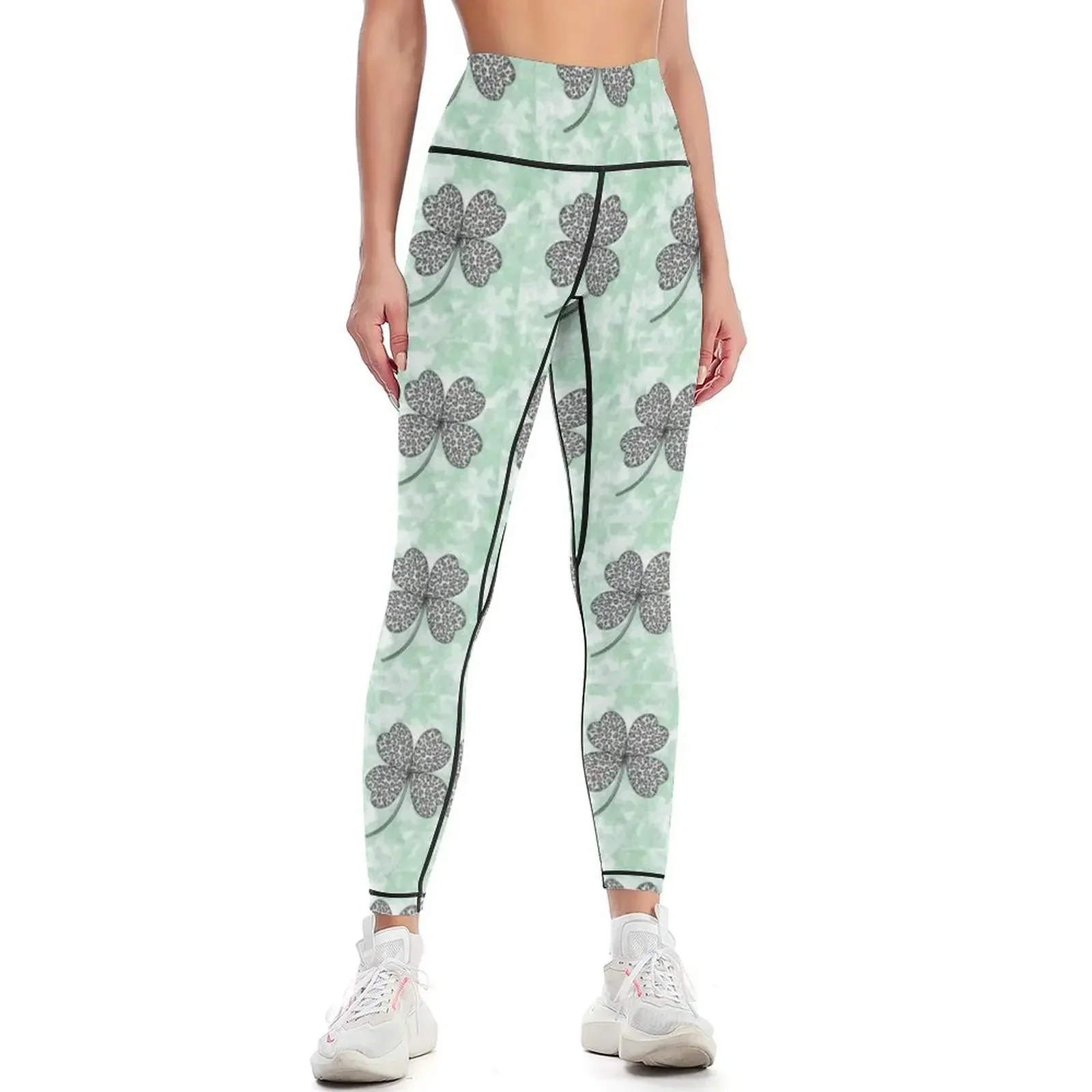 

Leopard Four Leaf Clover Leggings gym's clothing sporty woman push up high waist Women's push up Womens Leggings
