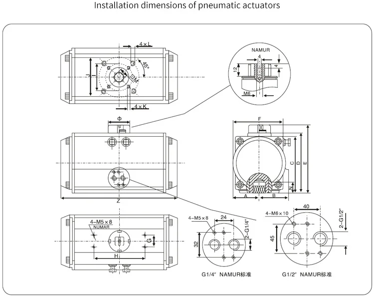 Magnetventil AT75 Valve Double Acting / Single Acting Spring Return Pneumatic Actuator 90° Angular Stroke Pneumatik — Detail 1