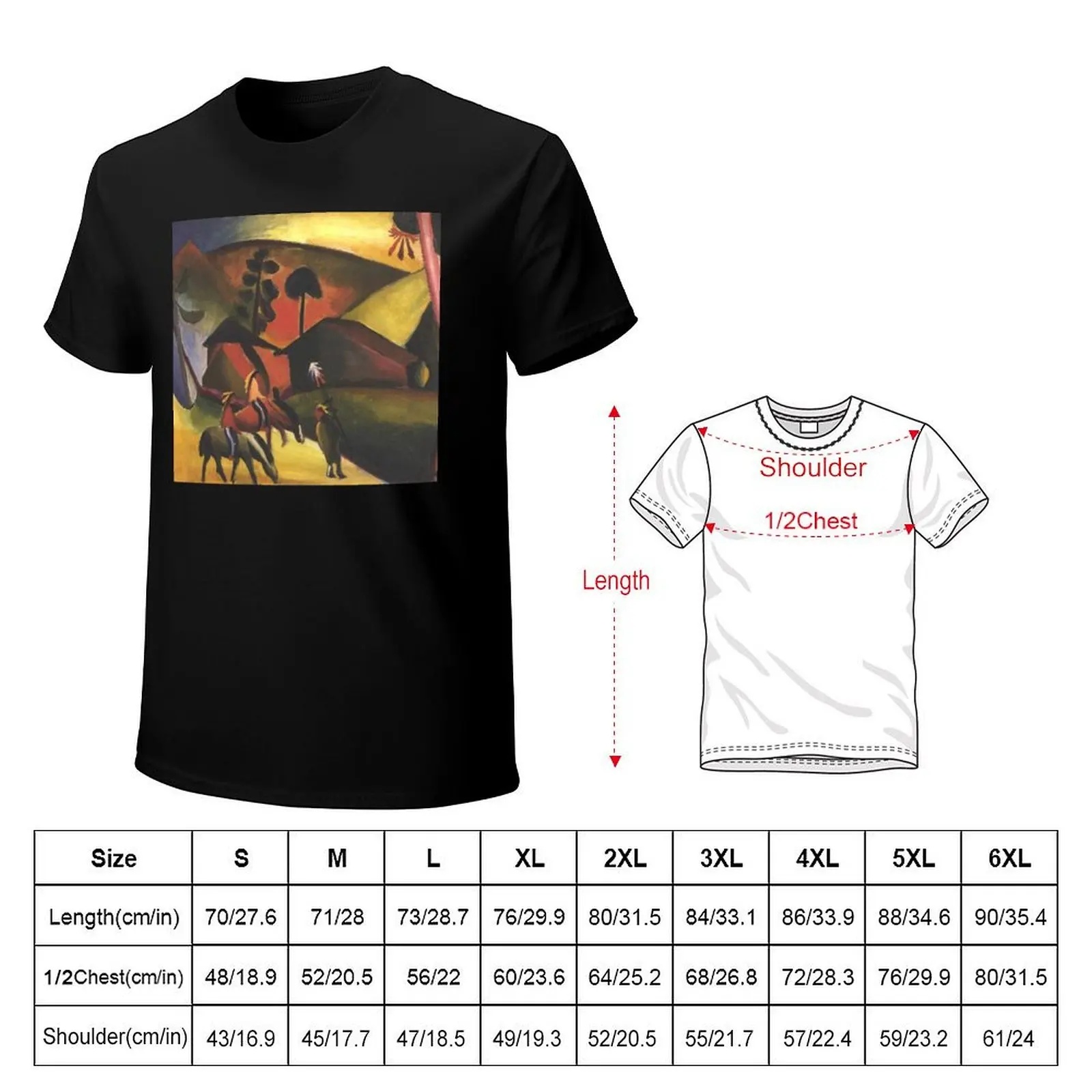 Vintage August Macke Macke Native Americans on Horse 1914 T-Shirt Holiday All Match T-Shirt