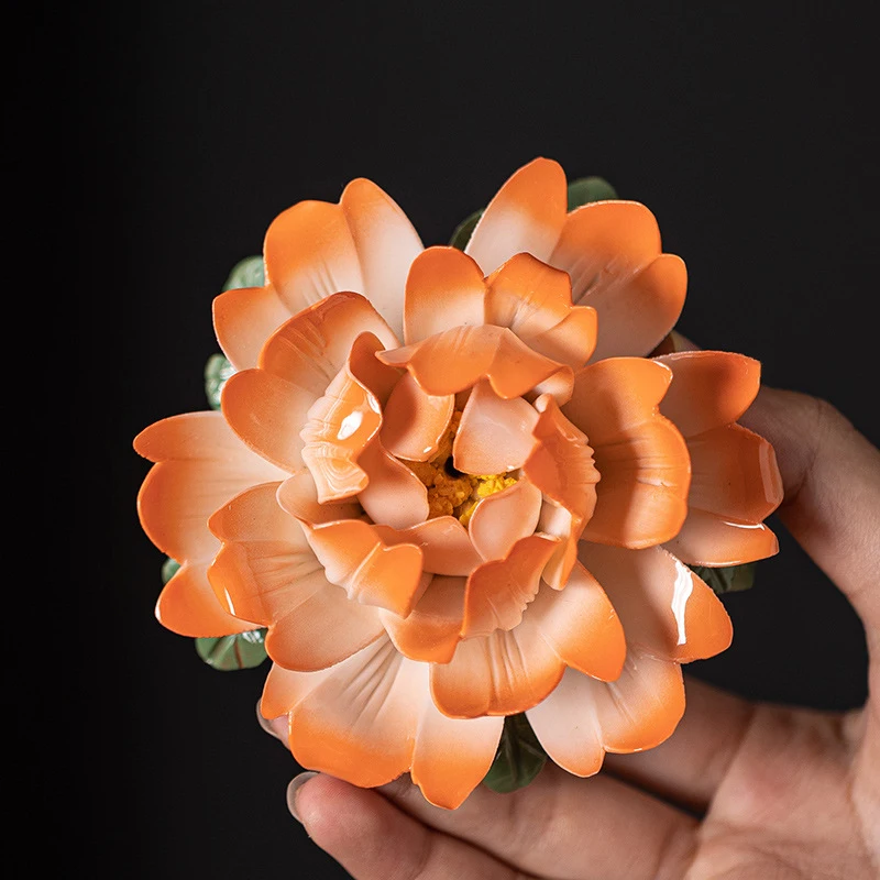 Ceramic Peony With Carved Patterns, Stick Holder, Stand, Horizontal Incense Burner, Home Decor, A