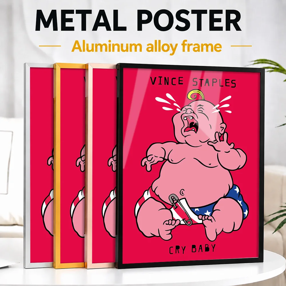 Vince Staples Cry Baby Album Cover Framed Aluminum Metal Poster Customized Recording Tribute Wall Art Ideal For Listening Lounge