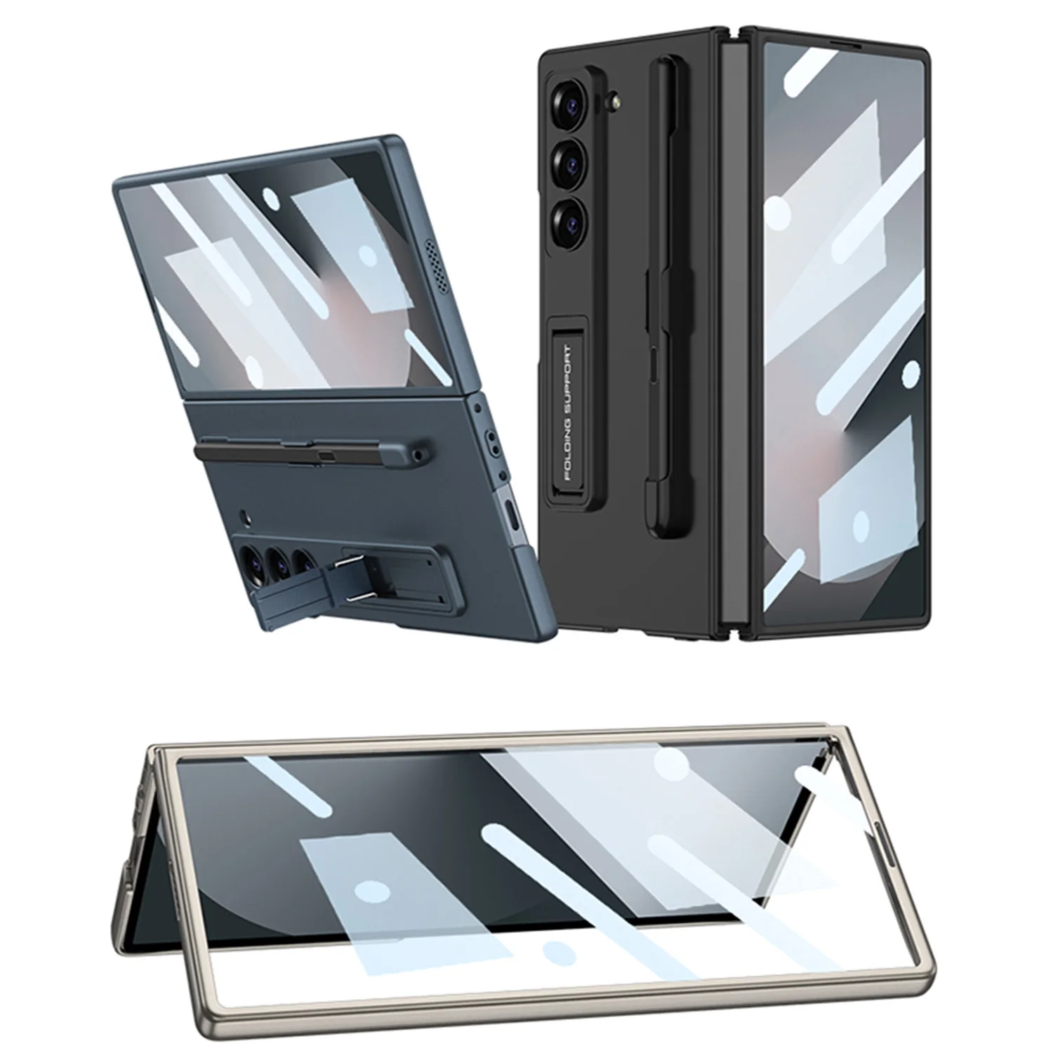 

Чехол для телефона Samsung Galaxy Z Fold 6, 5, 4, 3, 5G, складная подставка с ручкой, высококачественный ПК, нежный сенсорный чехол со стилусом, защищенные от падения чехлы