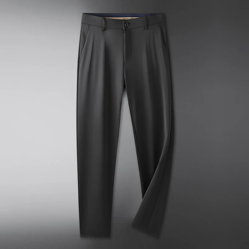 

Summer new men's plus size business casual trousers men's thin section small straight trousers oversize pants men 44 46 48