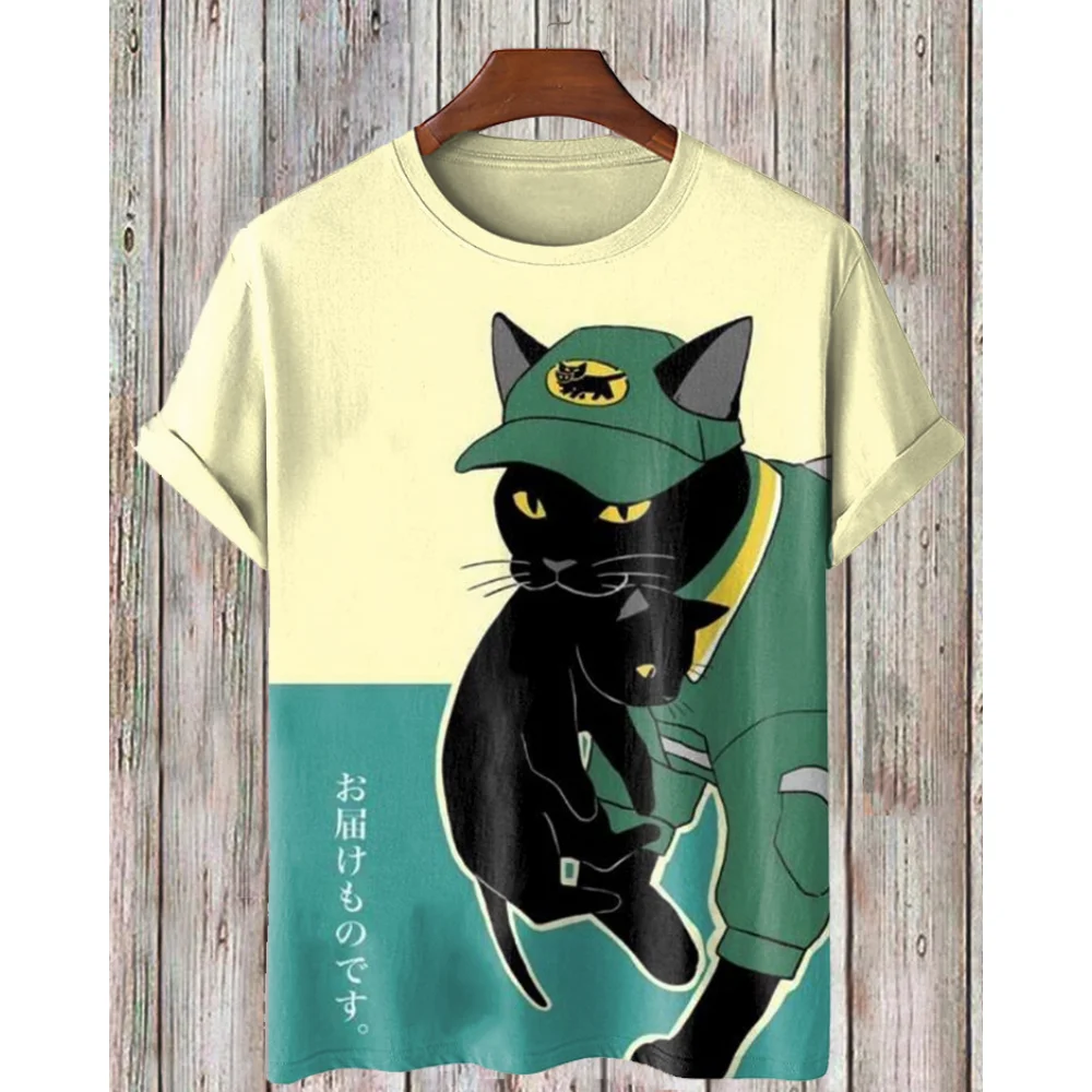 

Men's T-Shirts Cartoon Animal Cat 3d Print Fashion Short Sleeve Anime Casucal Top T Shirt For Men Clothing Oversized T-Shirt