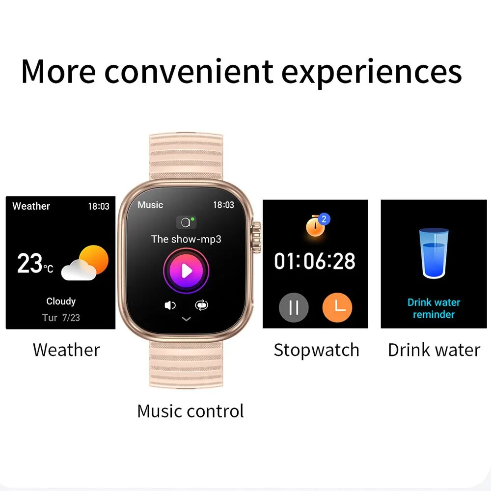 SENBONO Smart Watch Men Women LED Flashlight 100+ Sport Modes Fitness Tracker Body Temperature 2.01β Screen Smartwatch Men Wome