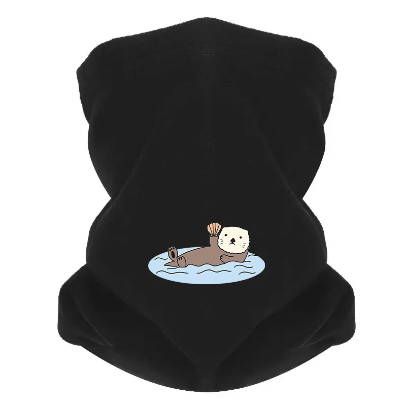 Sea otter holding shell in water Men Windproof Scarf Mask Neck Gaiter Hat Women cap Headgear Outdoor Keep Warm Winter Multifunct