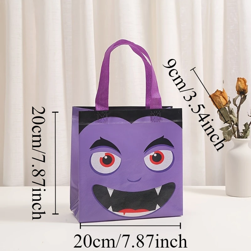 2024 Halloween Cartoon Printed Non-woven Gift Bag Handle Reusable Waterproof Party Gift Bag Birthday Shopping Gift Packaging