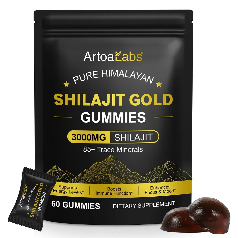 Pure Himalayan Shilajit Gold Gummies 3000mg with 85+ Trace Minerals, Supports Energy Levels, Immune Function, Vitality, 60 CT