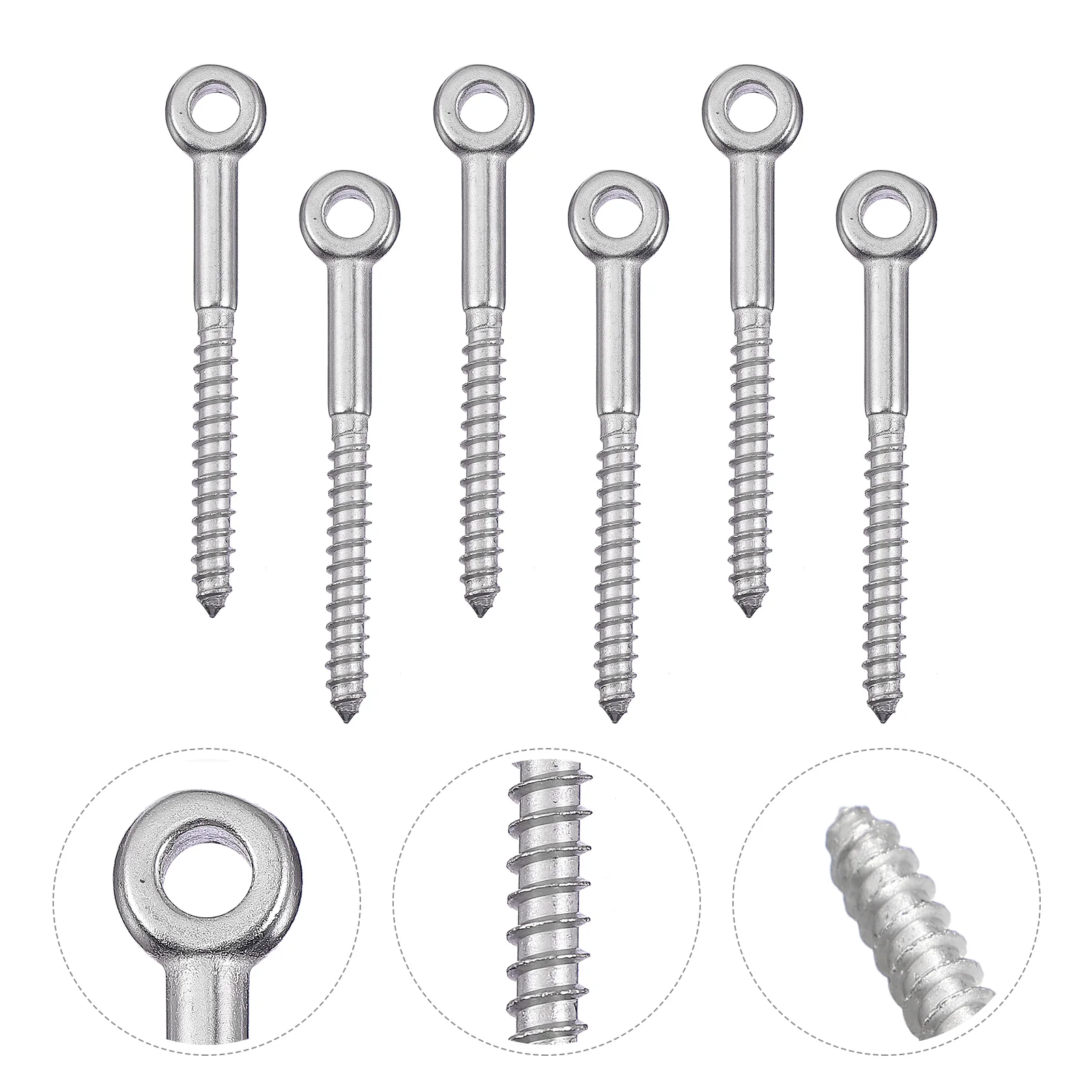 6 Pcs Eye Screw Stainless Steel Bolts Hook Heavy Duty Hangers Hooks Coat Sheep Metal