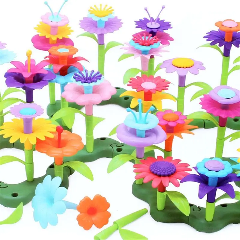 STEM Toy Flower Garden Stacking Block Plugging Puzzle Presente aniversário para crianças primárias