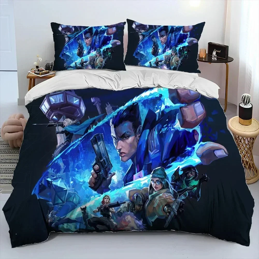 2026 3D VALORANT Game Gamer Cartoon Comforter Bedding Set,Duvet Cover Bed Set Quilt Cover Pillowcase,king Queen Size Bedding Set