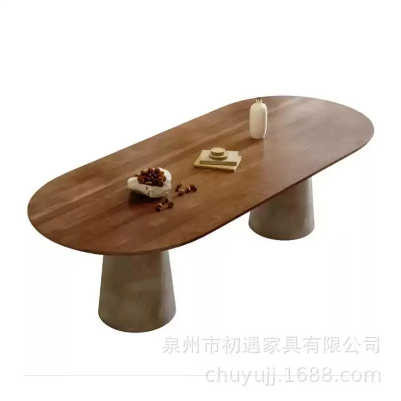 Factory Direct 2026 Nordic style long table workbench oval solid wood conference table simple modern negotiation desk training t
