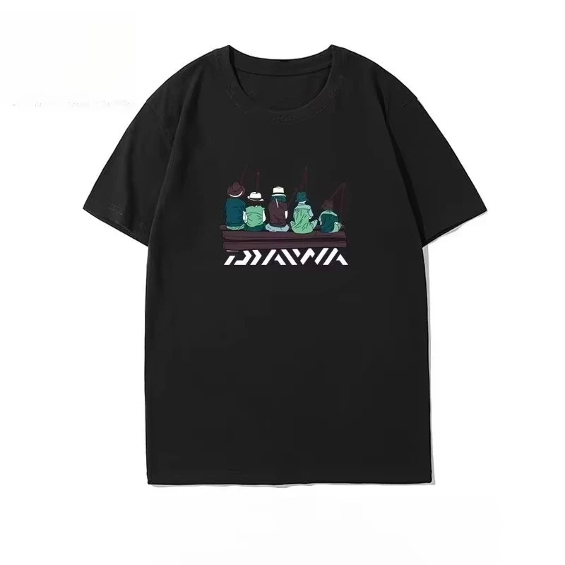 2026 New Fishing Family Matching Oversized Unisex TShirt Streetwear Cartoon Fishing People Graphic Tee Outdoor Short Sleeve Tops