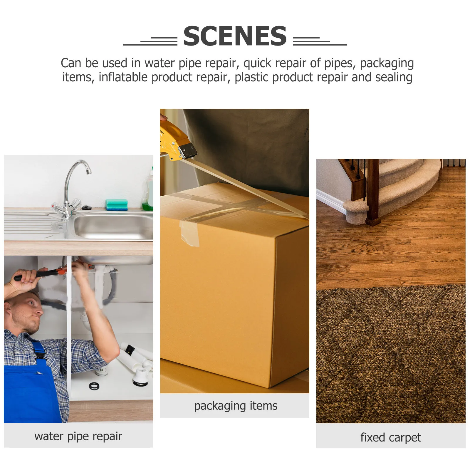 2Pcs Waterproof Cloth Duct Tape Strong Adhesive Single-Sided DIY Carpet Floor Tape Heat Resistant Corrosion Proof High Peel