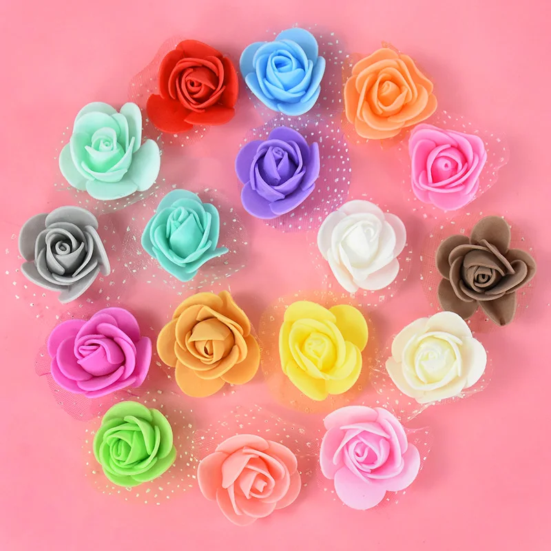 

50PC Mini Artificial Flower Foam Rose Flower Heads DIY Scrapbooking Valentine's Day Gift Birthday Wedding Home Decor Fake Flower