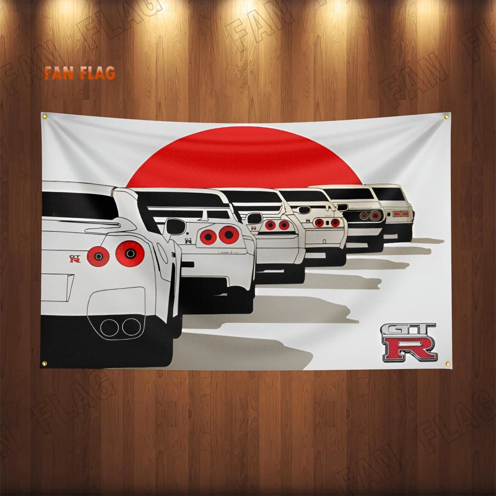 90X150CM JDMs GTR Flag Car Banner Poster Tapestry For Party Banners Table Wall Decoration Room Home Outdoor Decor Racing R34 R35