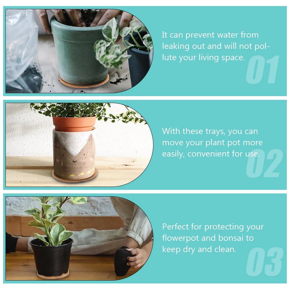 3 قطعة الحصير نبات الفلين جولة ماصة 8 بوصة الزهرية الصواني الوقايات الواقية للداخلية في الهواء الطلق حديقة فناء شرفة #6