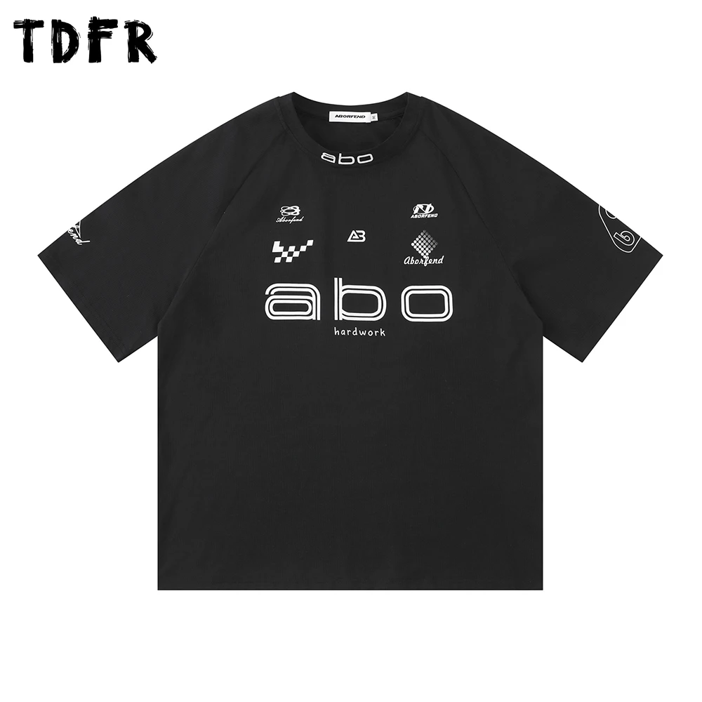 Creative Print Short Sleeve T-shirt  Mens Summer Retro Casual Loose Raglan Sleeve Crew Neck Tshirt Man Tee