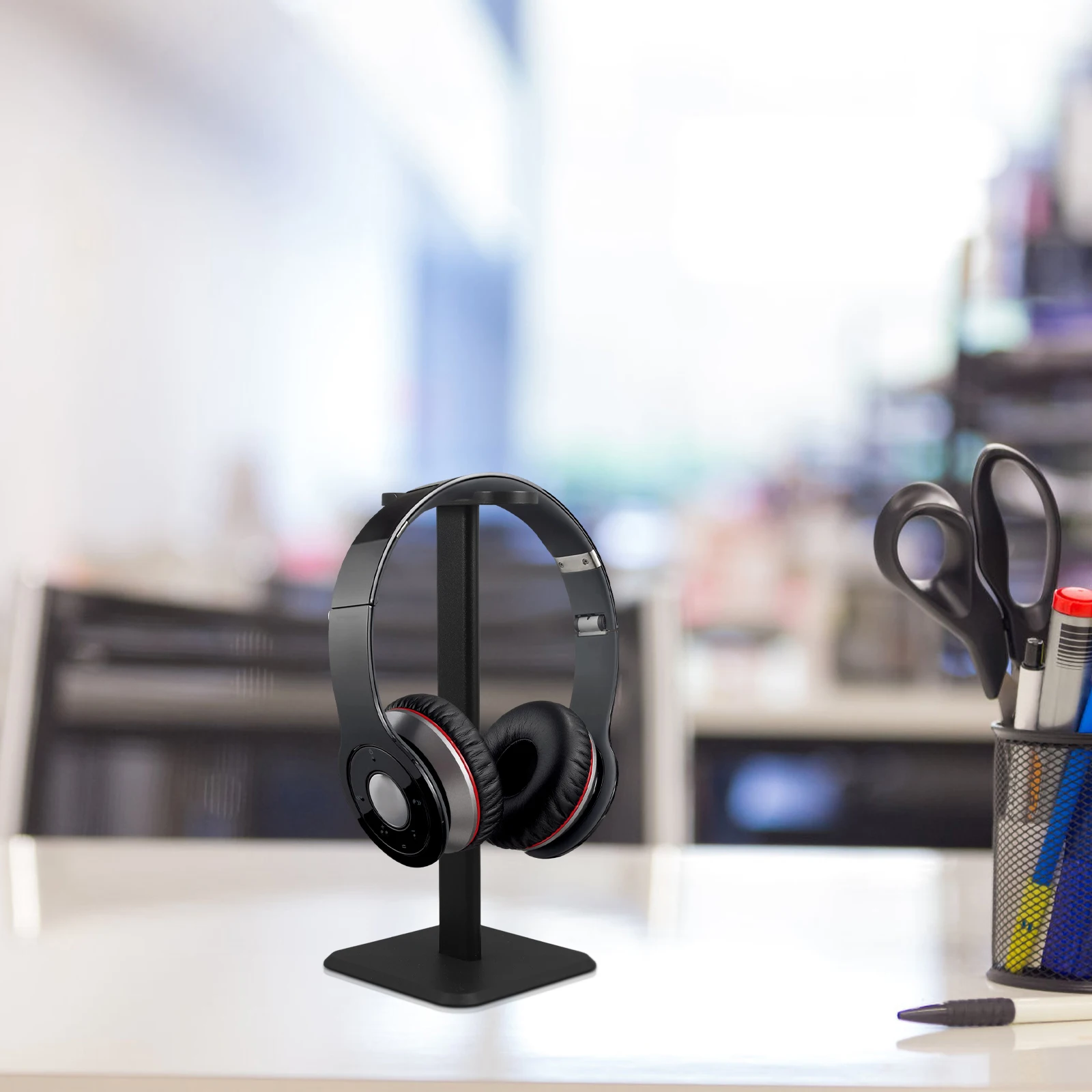

Headphone St for Monitor Gaming Headset Holder Black Detachable Design Earphone Rack Easy Carrying Storage Modern Weighted Style