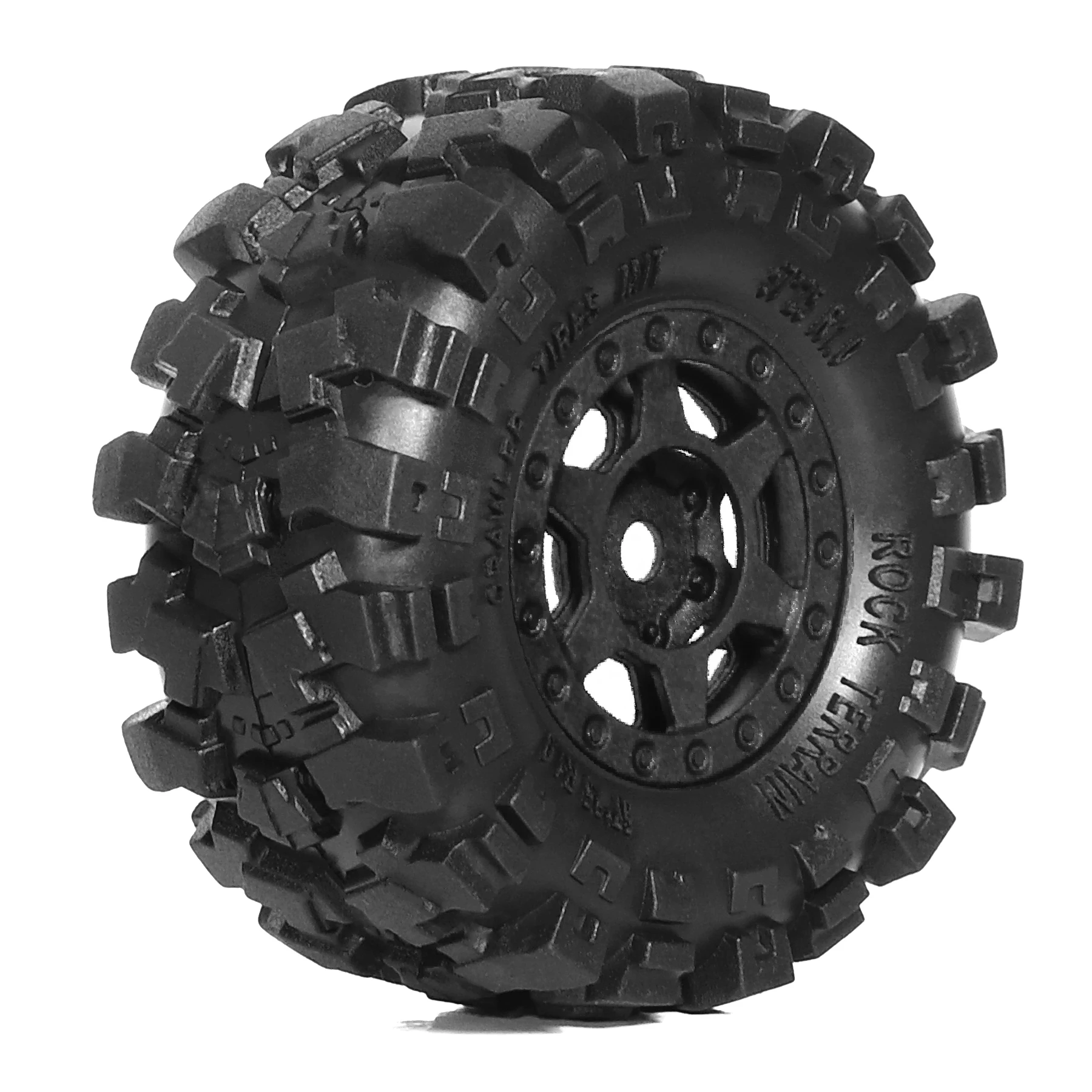 1.0 Beadlock Wheels and Tires Set（4pcs）Plastics 1.0 Wheel 1/18 1/24 RC Crawler Tires for SCX24 TRX4M FMS FCX24 FCX18 AX24