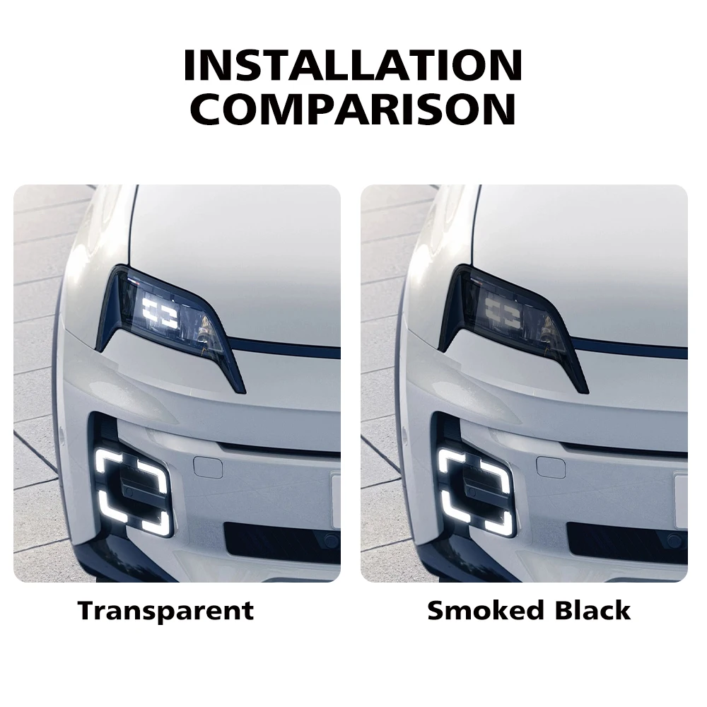 For Renault 5 E-Tech 2024-2026 Smoke Black High-Gloss Pre-Cut TPU Headlight Protective Film PPF Anti-Scratch Vinyl Wrap Kit