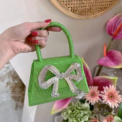 Luxury Diamonds Bow Sequin Evening Bag Designer Rhinestone Beading Women Handbags Shinny Shoulder Crossbody Bag Small Flap Purse