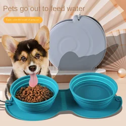 Pet Folding Bowl Portable Cat Bowl Dog Outdoor Feeding Water Dual Folding Silicone Bowl Dog Bowl Pet Slow Food Bowl