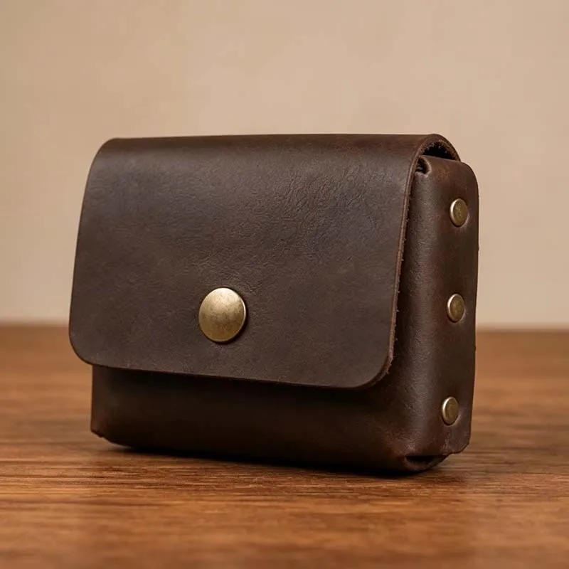 Vintage PU Leather Rivet Waist Bag Men Travel Card Money Pouch Belt Wallet