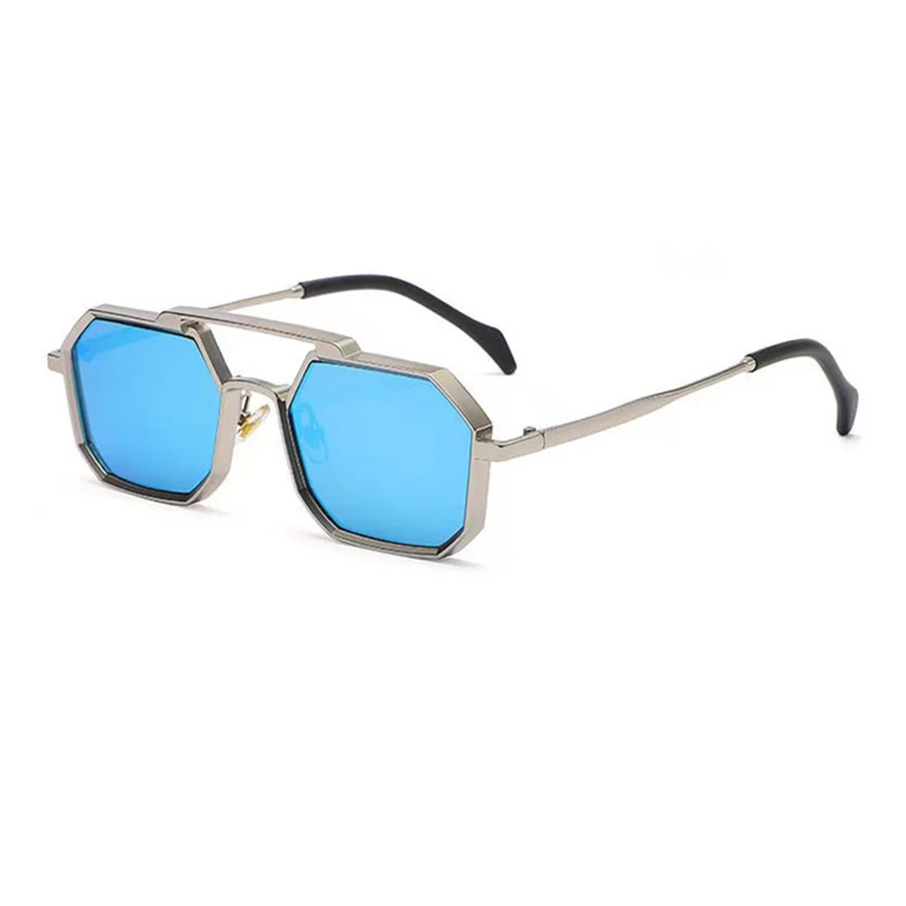 Lunette Coeur Qinqilanqi-S Lunettes De Soleil Polygonales Tendance Pour Homme Et Femme, Verres Classiques Super Légers Avec Cadre En Métal, Protection UV, Or/jaune Lunettes Festival