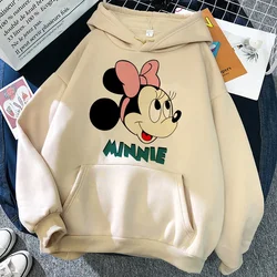 Sudadera con capucha de Minnie Disney para mujer, Top corto, sudadera con capucha de Mickey Mouse, ropa de calle Harajuku para niños y niñas