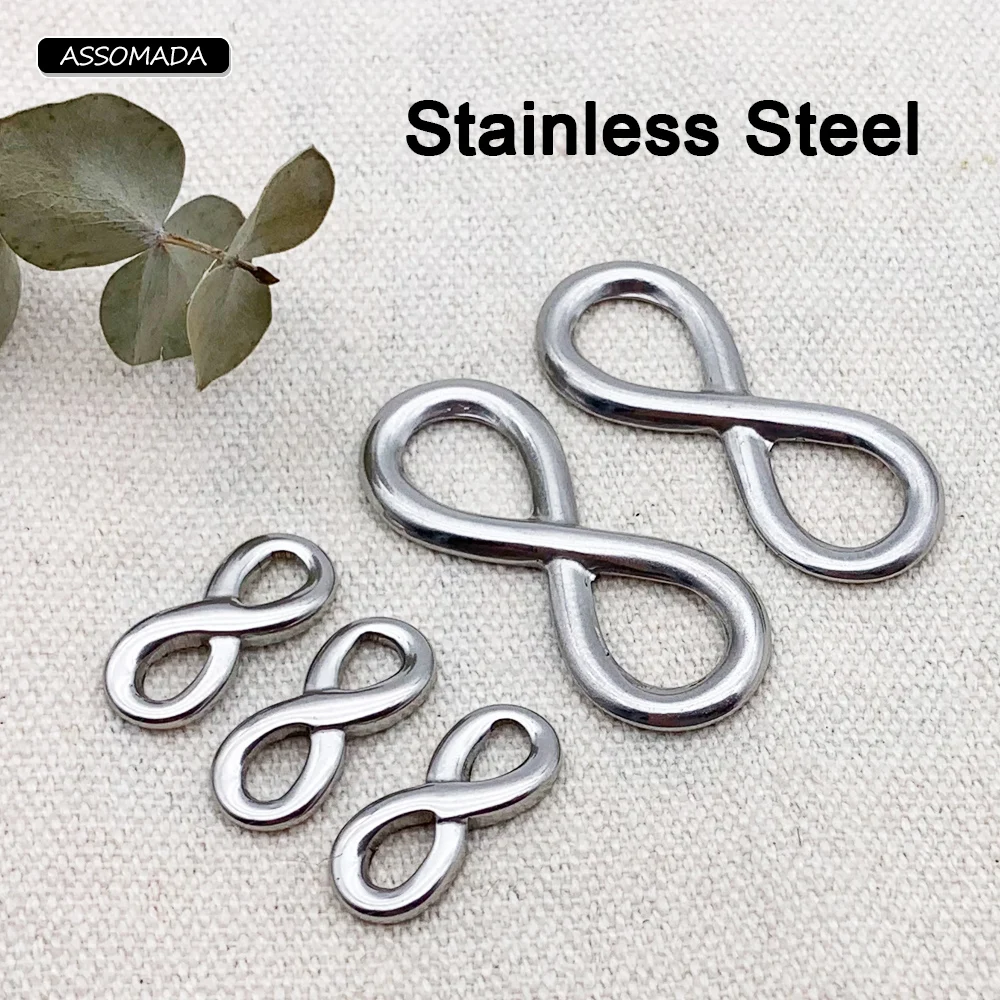 Stainless Steel Infinity Symbol Connectors Pendant For Bracelet Necklace Handmade Craft Infinite Charms Beads DIY Jewelry Making