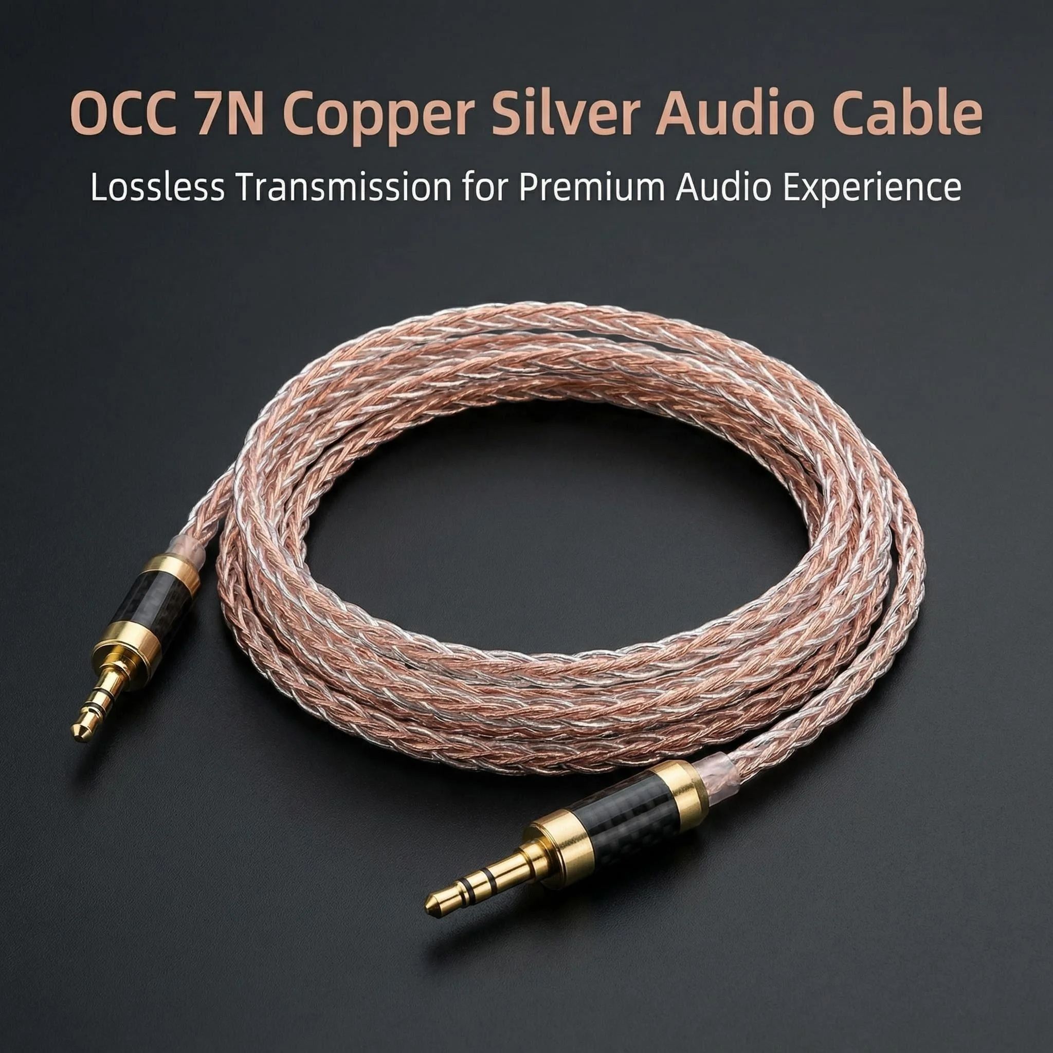 Aouyade Audio DIY OCC 7n Copper Silver Mixed OFC copper conductor headphone Earphone 3.5 to 3.5 Car Aux 3.5mm Audio cable Cord