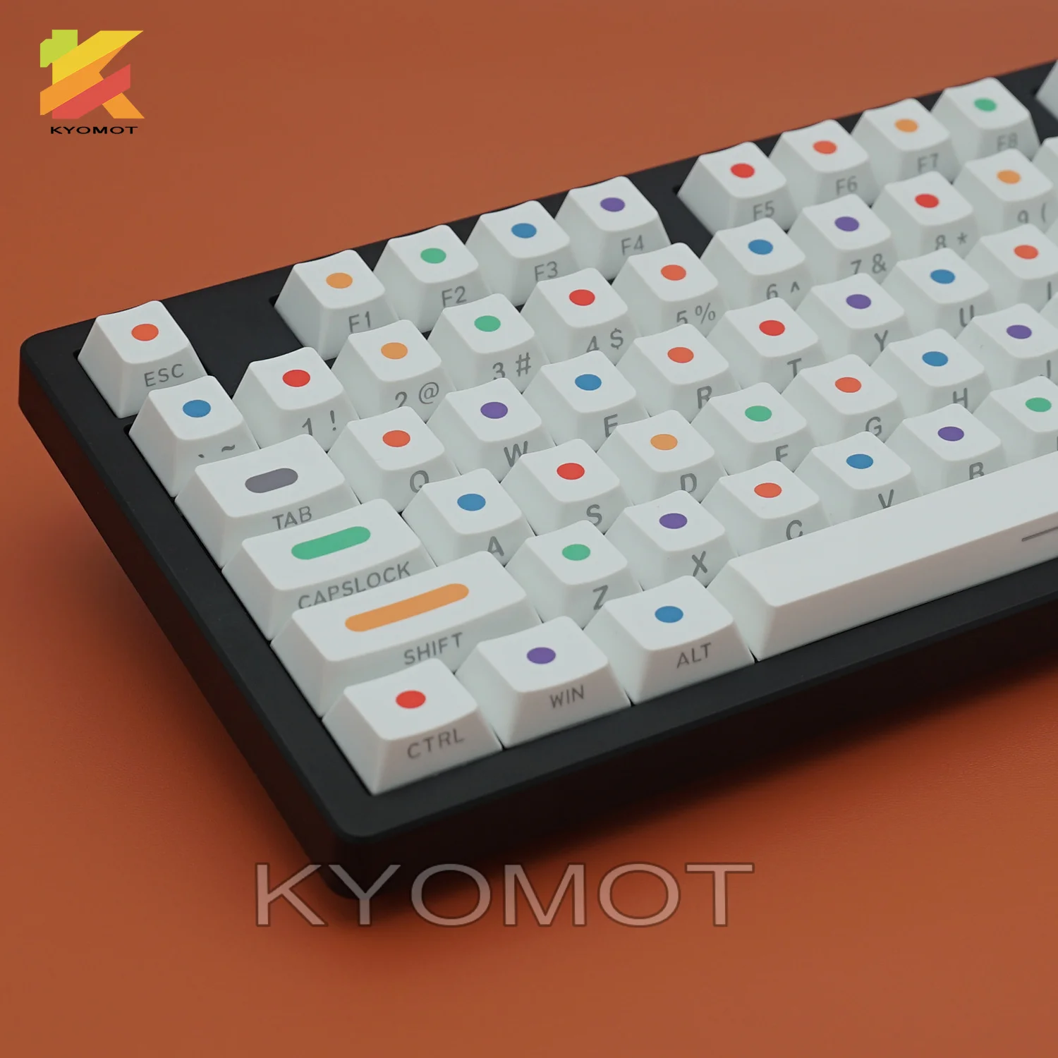 KYOMOT 140 Keys Color Dot Keycap PBT Cherry Profile Side Printed Backlit Keycaps for MX Switch Custom Game Mechanical Keyboard