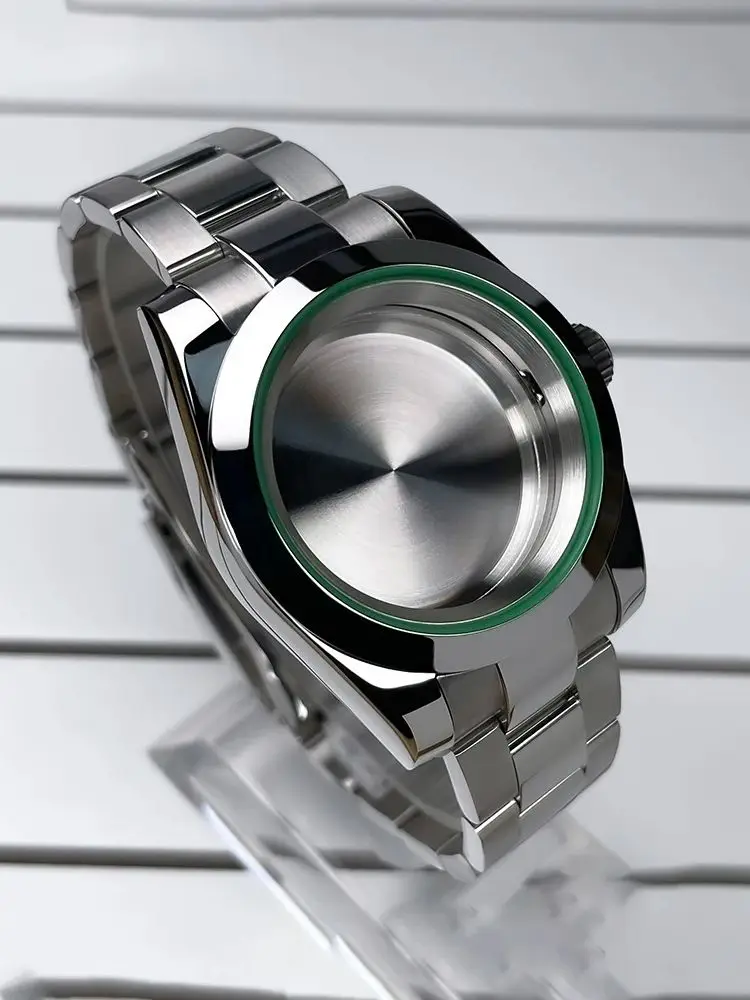 Boîtier d'éclairage NH35, joint vert, lunette en acier inoxydable, Bracelet OYS, verre saphir, pièces SKX Mod, boîtier de montre à mouvement NH35 NH36