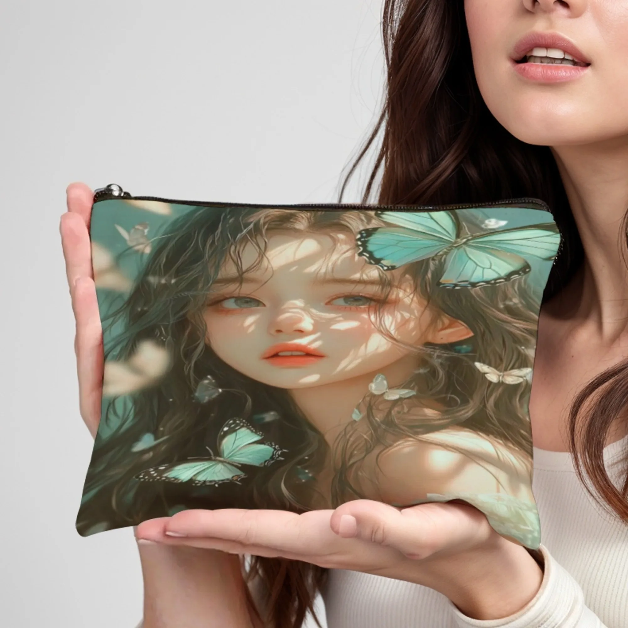 

Художественная косметичка для девочек-бабочек, легкая портативная косметичка с застежкой-молнией идеально подходит для подарков на день рождения и Рождество