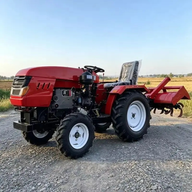 Customized Export upgraded tractor rotary tiller, four-wheel ploughing machine, popular high-power wheeled farm rotary tiller
