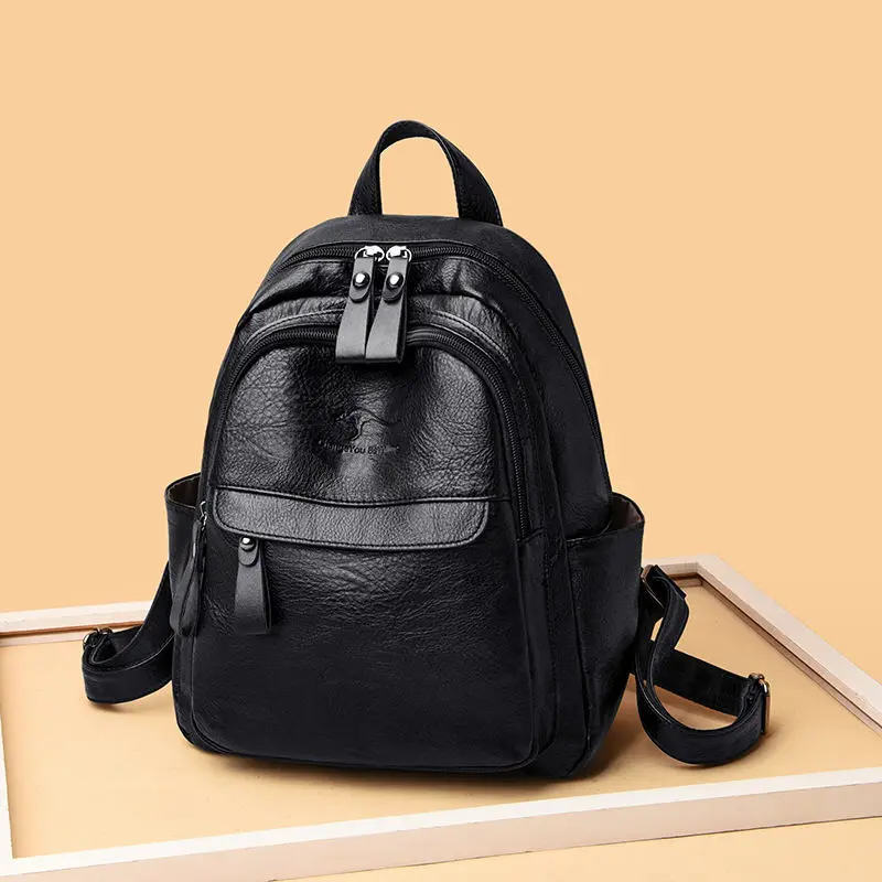 Women's 2024 New Trend Korean Style Versatile Single Shoulder Crossbody Fashion Soft Leather Backpack For Women Ani