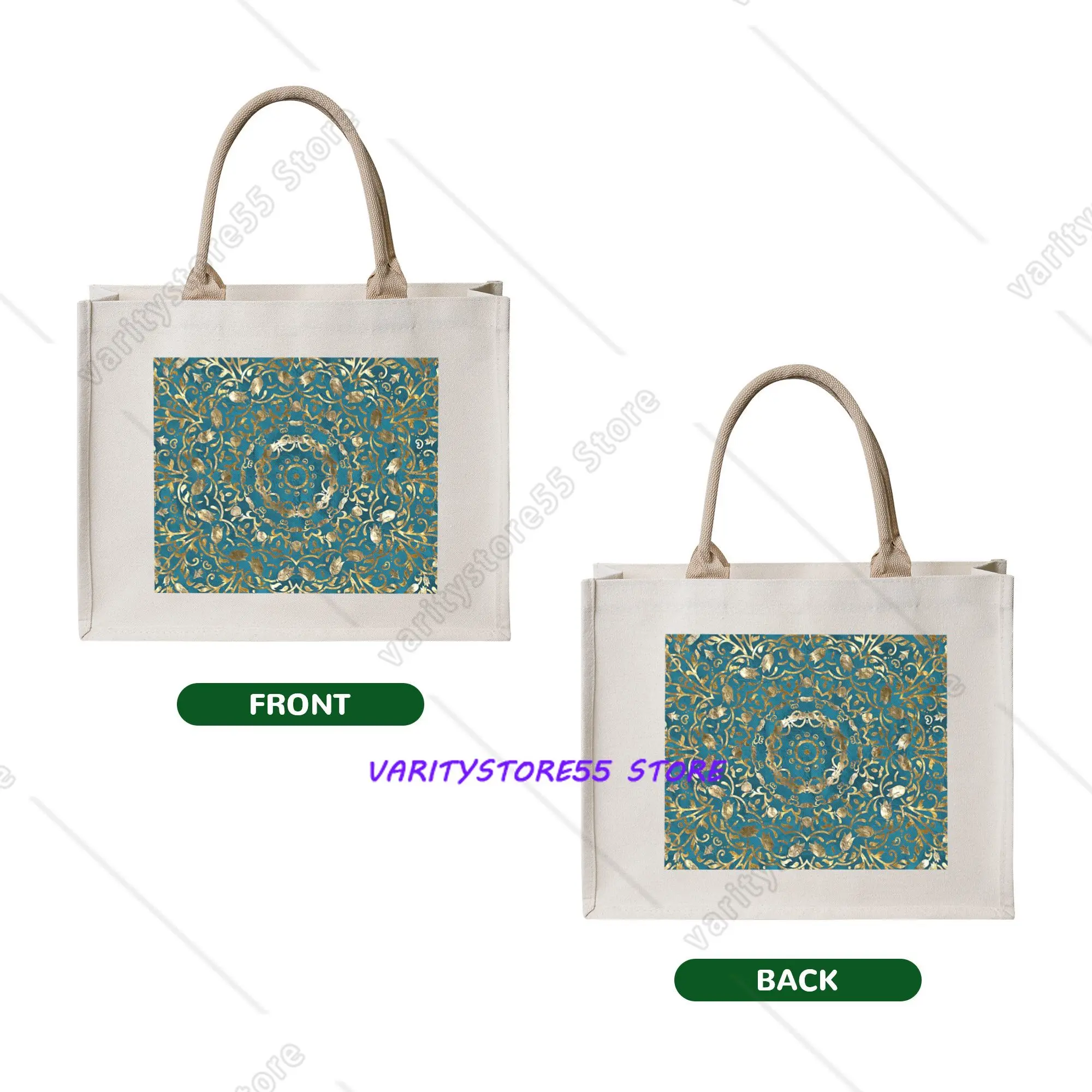 Custom Moroccan Style Mandala Shopping Bag Women Portable Big Capacity Grocery Boho Floral Pattern Tote Shopper Bags