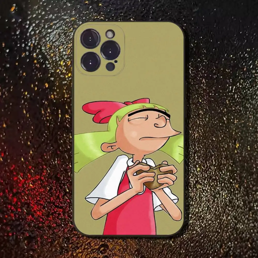 حافظة هاتف Hey Arnold Helga لهاتف iPhone 17,16,15,14,13,12,11 Plus,Pro Max,XS,X,XR,SE,Mini,8,7,Soft غطاء أسود من السيليكون