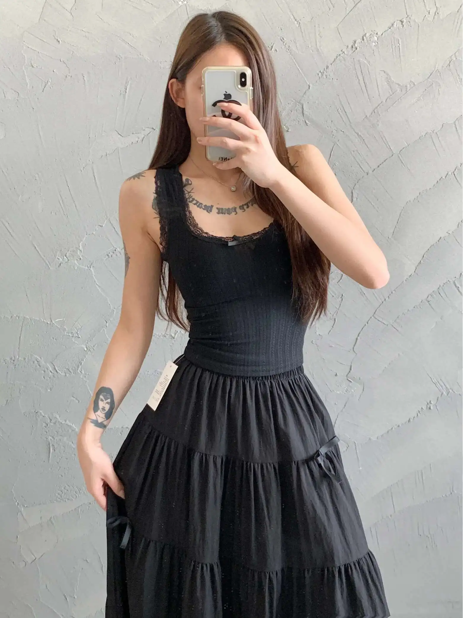 Pure Desire Style Lace Splicing Tank Top Strap Women's Summer Bow Slim Bottom Short Top Fashion Sweet Women Tops K7QX
