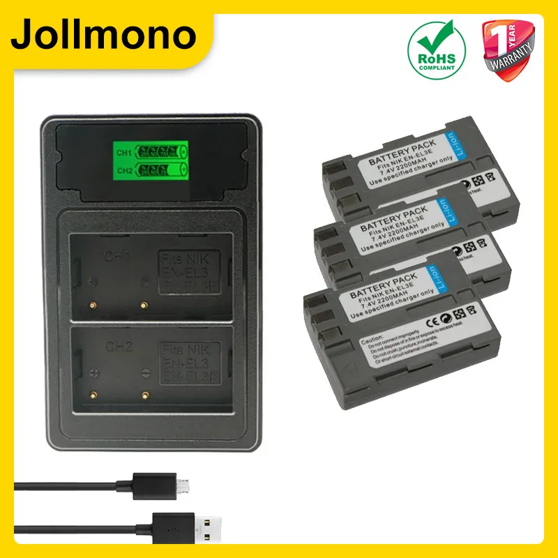 4Pcs EN-EL3e EL3a ENEL3e Digital Camera Battery for Nikon D300S D300 D100 D200 D700 D70S D80 D90 D50 L50