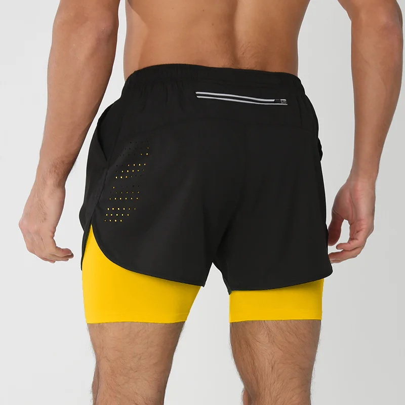 Men's running and track loose training shorts with quick-drying lining and anti-glare double-layer fitness shorts