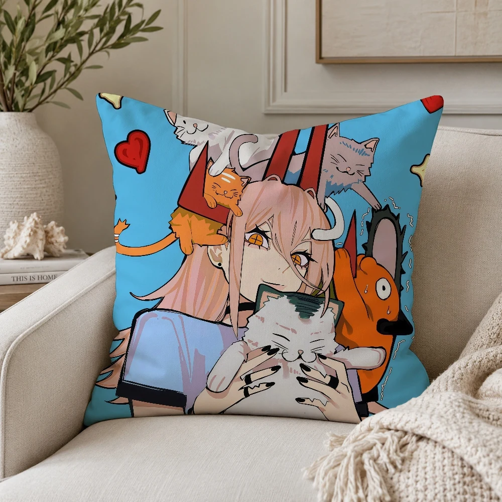Anime C-Chainsaw Man PowerPillow Case Plush Pillow Cases Home Decoration Pillow Cover for Sofa Bed Chair Living Room