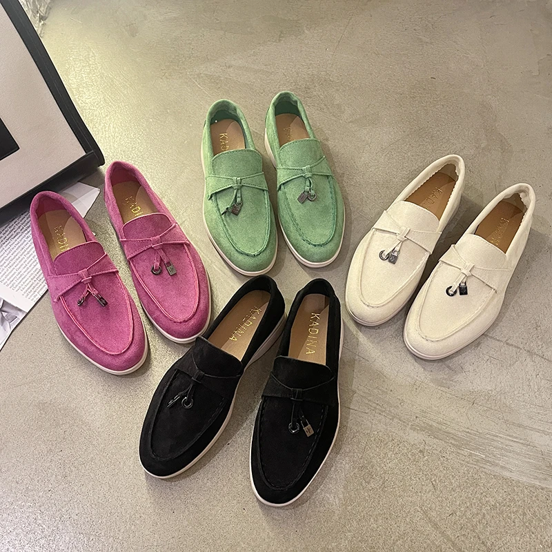 

New Flashion Designer Women's Luxury Suede Loafers Flat Shoes Women's Driving Sports Shoes Casual Shoes Walking Shoes Large Size