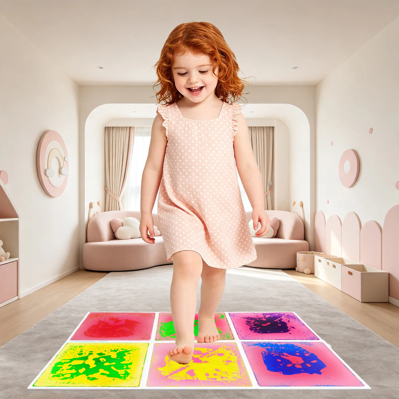 Visual Sensory Toys Sensory Walking Pads Kids Bright Pattern Floor Mat For Toddlers Visual Perception Training Game
