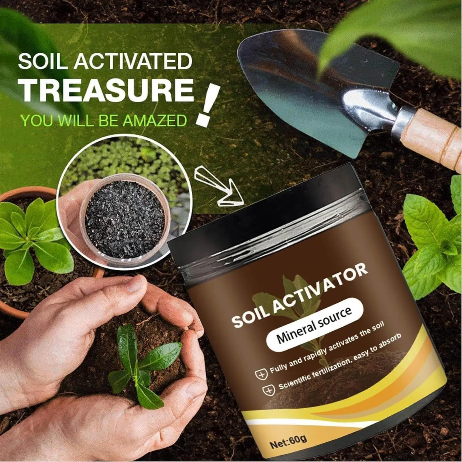 60G Organic Soil Activators And Plant Fertilizers Indoor Plant Fertilizers For Healthy Flowers And Soil Plants