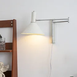 Nowoczesna lampka nocna Bauhaus Składana lampka ścienna Średniowieczna minimalistyczna lampka do czytania Sypialnia Lampa ścienna z przedłużonym ramieniem wahadłowym