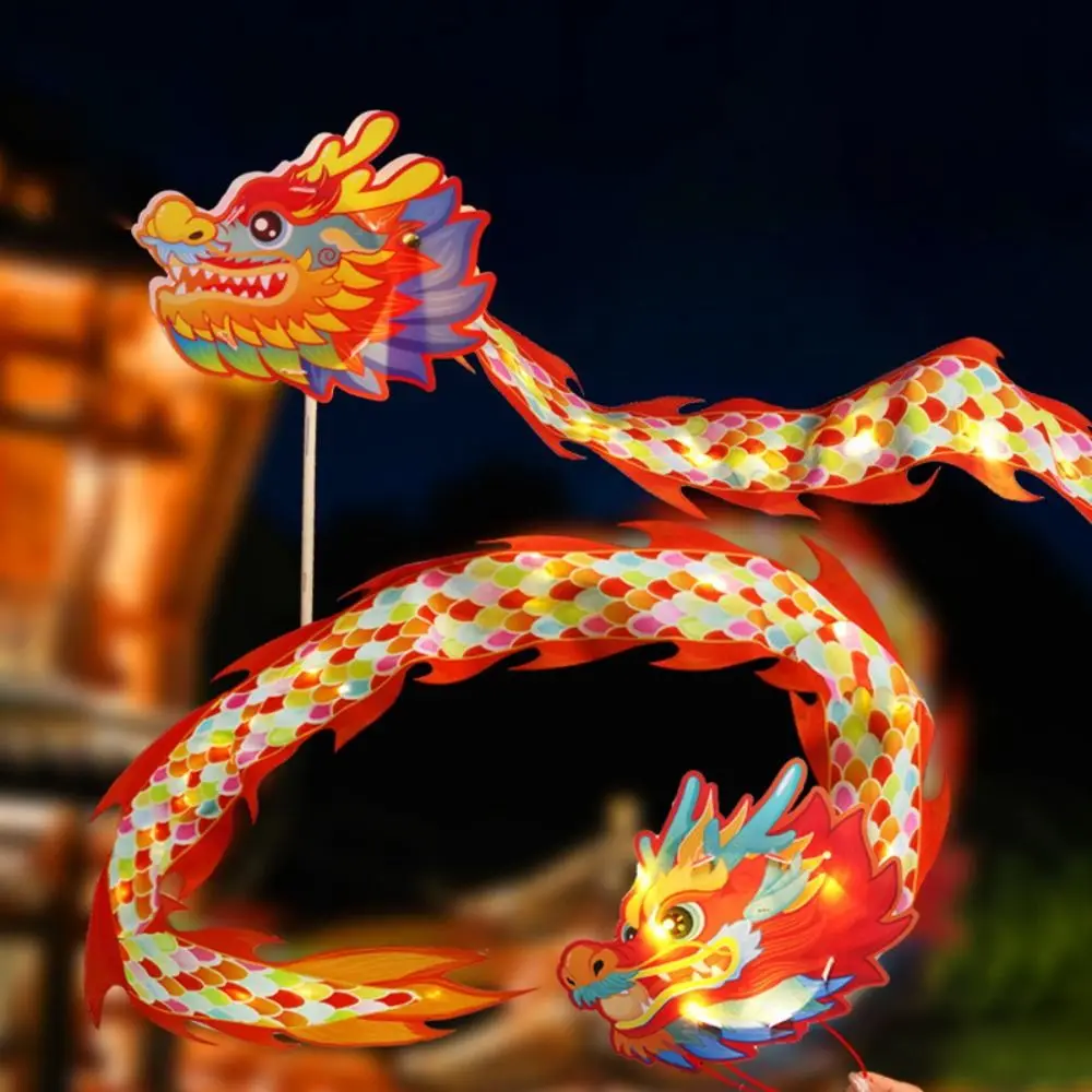 

Luminous Mid-Autumn Dragon Dance Lantern Paper Handmade Chinese Traditional Dragon Lamp Fluttering DIY Handheld Lantern Kids Toy