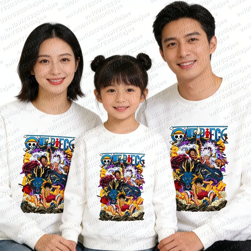 

2026 One Piece Men's Sweatshirt Monkey D. Luffy Zoro Anime Hoodie Spring Autumn Boy Children Long-sleeved Parent-Child Outfit
